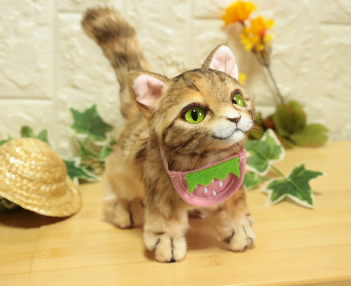 麦わら猫 キジトラ ネコ ぬいぐるみ アートドール ハンドメイド 麦わら猫 キジトラ ネコ ぬいぐるみ アートドール ハンドメイド