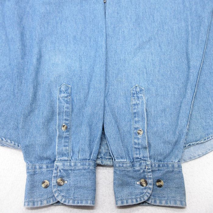XL/古著 長(zhǎng)袖 シャツ メンズ シボレー ロング丈 コットン ボタンダウン 紺 ネイビー デニム 25apr09 中古 トップス