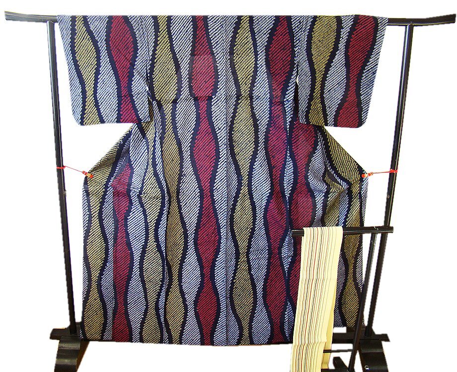 きものしらゆり 夏物 伝統工芸 濃紺色 立涌 有松鳴海総絞り 浴衣 綿 四寸帯 セット 身長150cm～157cmの方に最適 B005_画像10