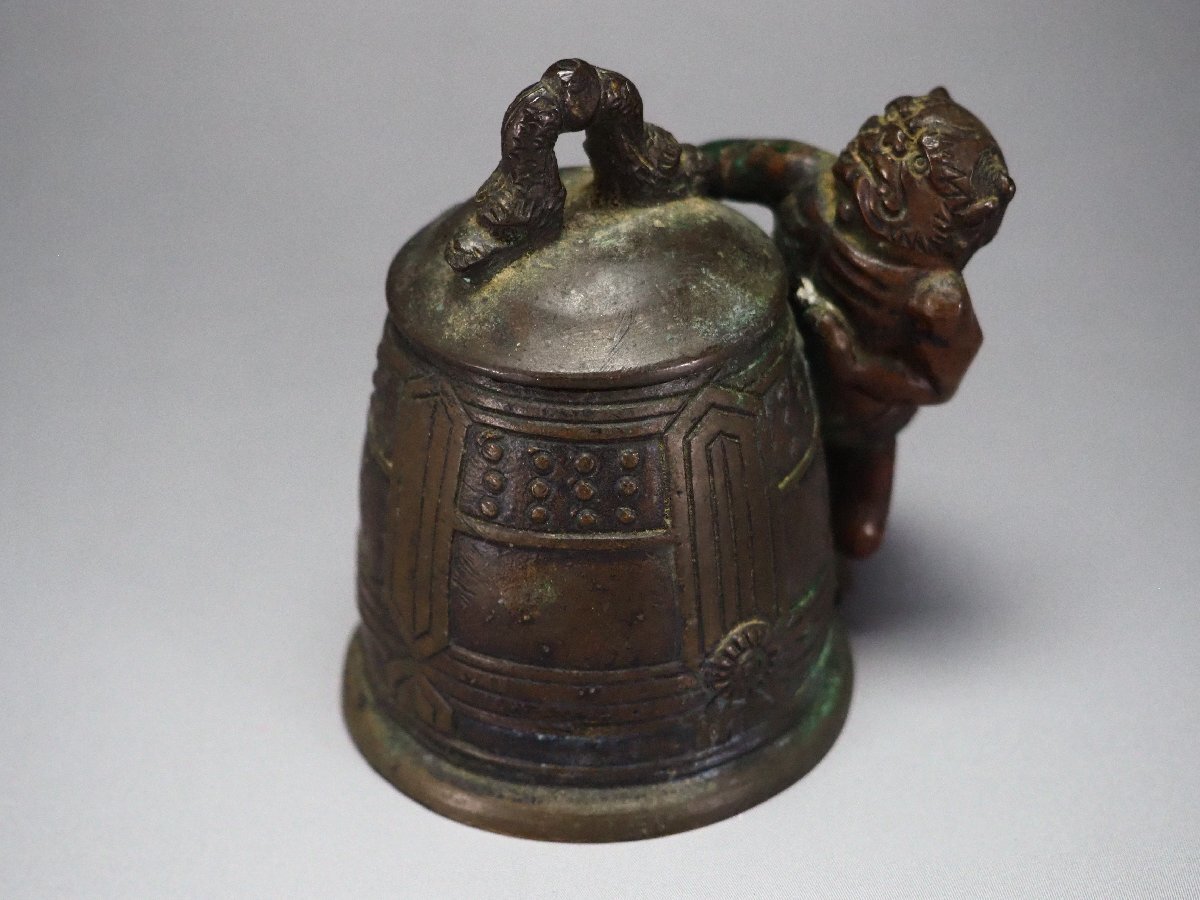治】金工家作 唐銅製 鬼梵鐘蓋物☆高さ 7.2cm 重さ 318g 香炉 治】金工家作 唐銅製 鬼梵鐘蓋物☆高さ 7.2cm 重さ 318g 香炉