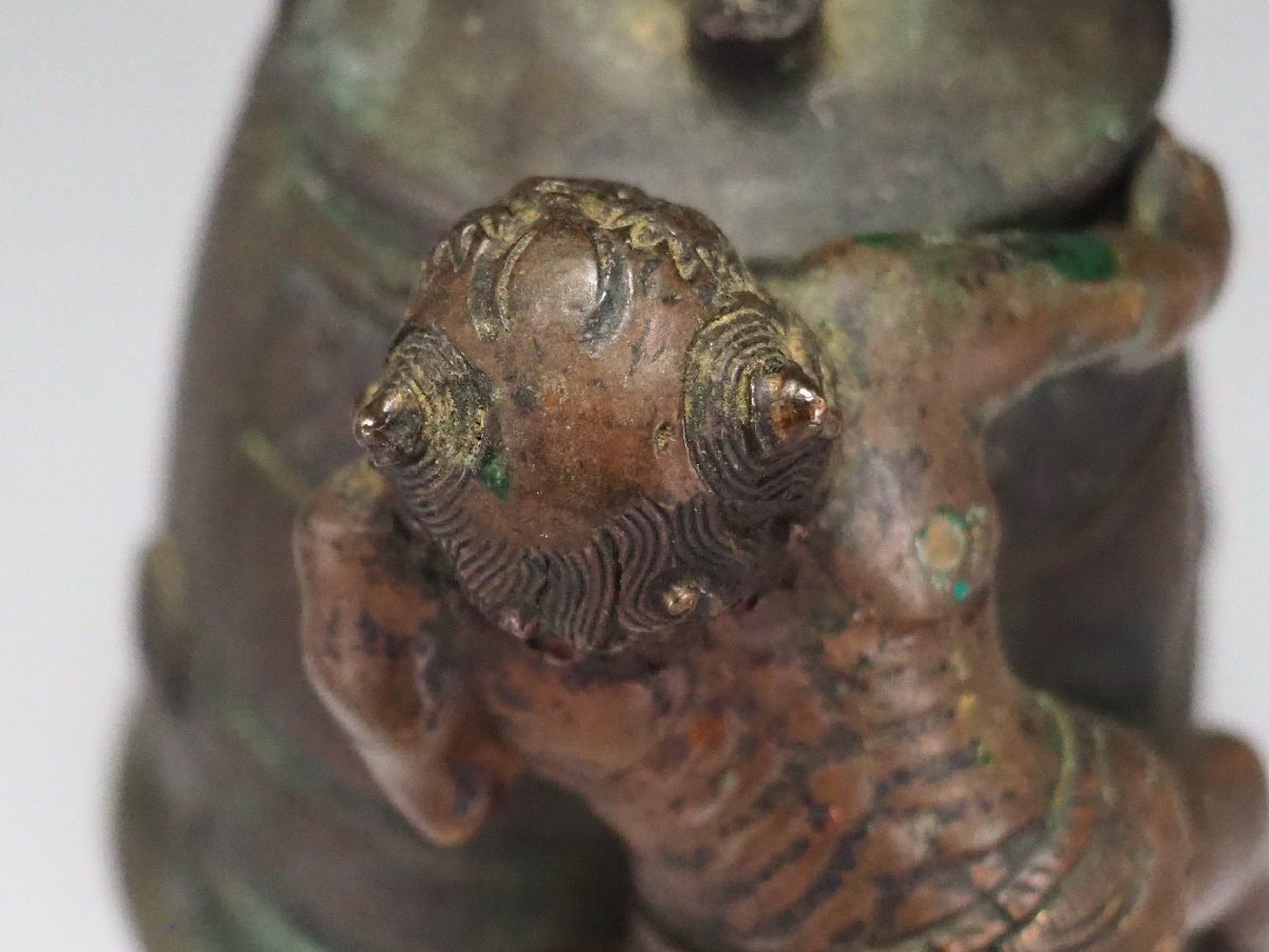 治】金工家作 唐銅製 鬼梵鐘蓋物☆高さ 7.2cm 重さ 318g 香炉 治】金工家作 唐銅製 鬼梵鐘蓋物☆高さ 7.2cm 重さ 318g 香炉