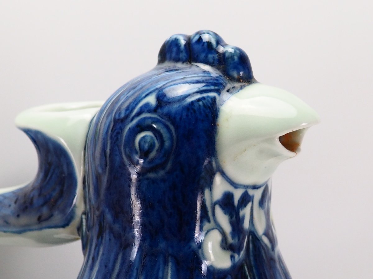 治】中国美術 染付鳥形水注☆箱付 高さ 38cm 置物 呉須 水差 治】中国美術 染付鳥形水注☆箱付 高さ 38cm 置物 呉須 水差