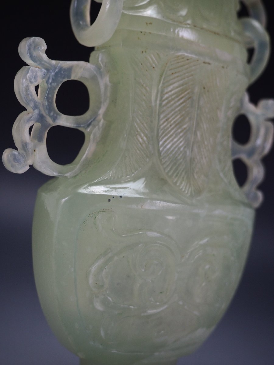 治】中国美術 玉造鐶付香炉☆唐木台付 箱付 台含高さ 21cm 治】中国美術 玉造鐶付香炉☆唐木台付 箱付 台含高さ 21cm