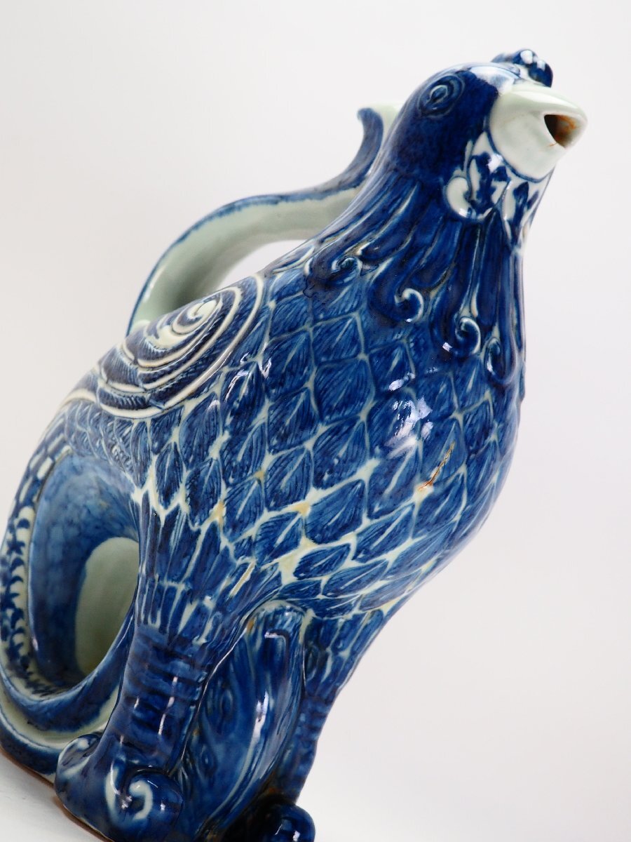 治】中国美術 染付鳥形水注☆箱付 高さ 38cm 置物 呉須 水差 治】中国美術 染付鳥形水注☆箱付 高さ 38cm 置物 呉須 水差
