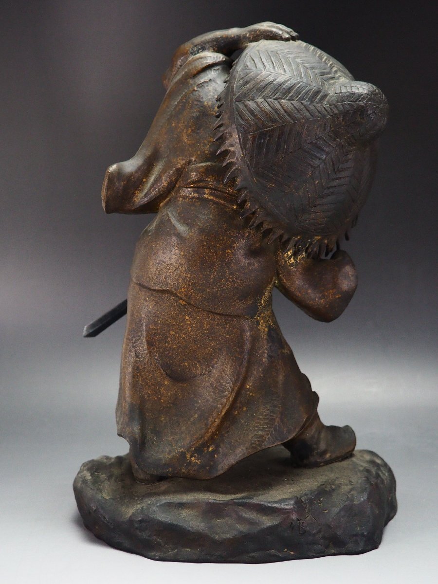 治】時代唐銅製 鍾馗像置物☆高さ 28.5cm 重さ 2975g 銅像 治】時代唐銅製 鍾馗像置物☆高さ 28.5cm 重さ 2975g 銅像