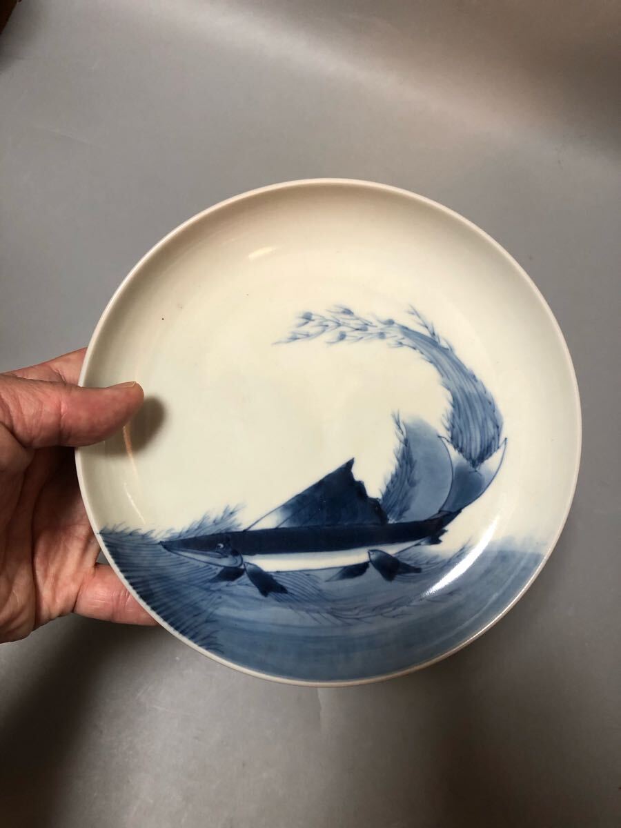古伊万里 鮎 皿 江戸時代中期(染付)|売買されたオークション 古伊万里 鮎 皿 江戸時代中期(染付)|売買されたオークション