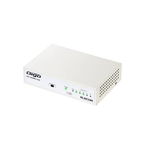 エレコム スイッチングハブ ギガビット 5ポート 金屬筐體 マグネット付 電源內(nèi)蔵 ホワイト EHC-G05MN2-HJW(中古品)　(shin