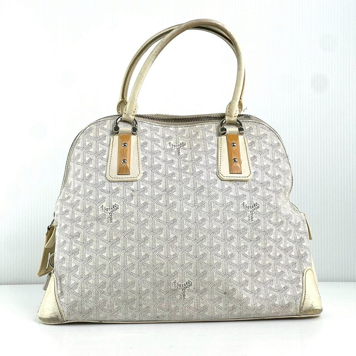 GOYARD ゴヤール トートバッグ ハンド レザー ミニボストン 白 GOYARD ゴヤール トートバッグ ハンド レザー ミニボストン 白