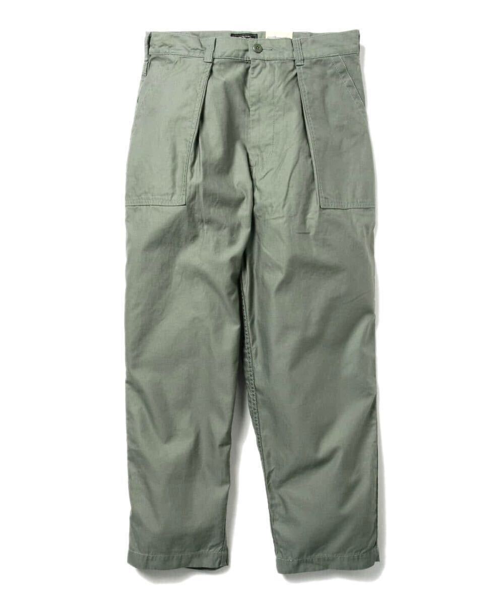 BEAMS PLUS ビームスプラス 1 Pleat Baker 80/3 Back Satin バックサテン ベイカーパンツ ワークパンツ カーキ Sサイズ ◎美品
