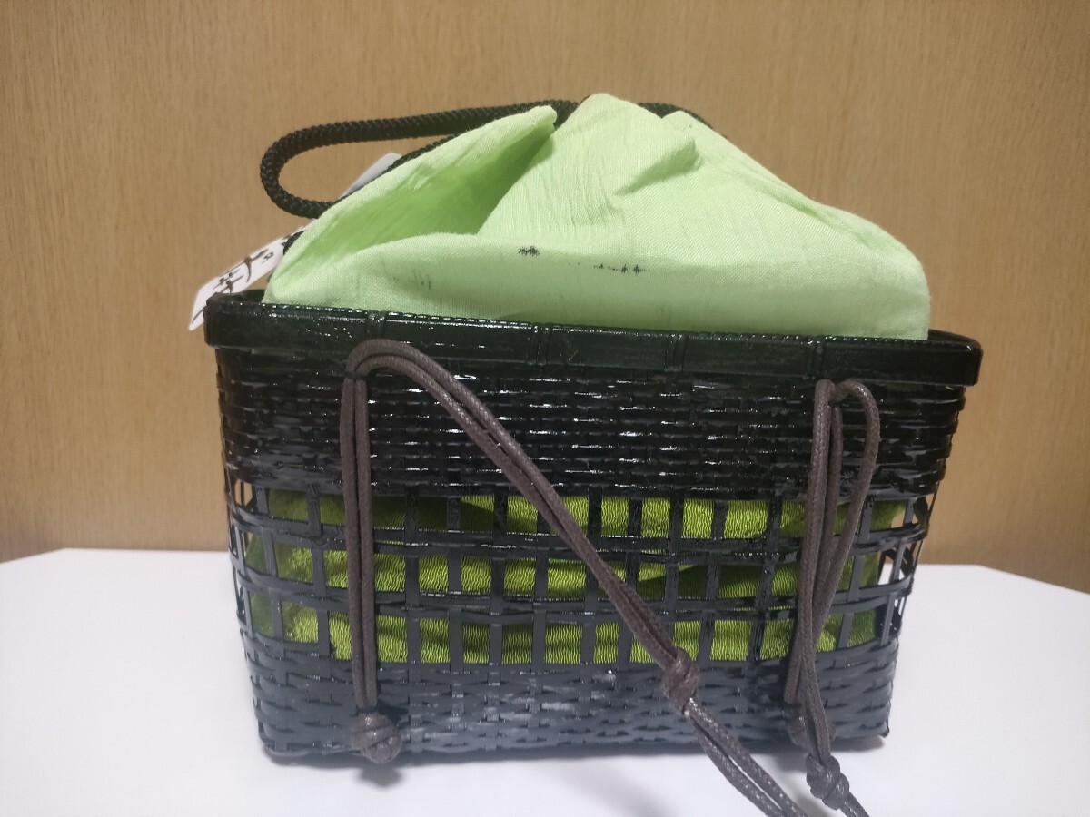 未使用　保管品　カゴバッグ　籠　籐　浴衣　著物　和裝　和裝小物　竹　巾著