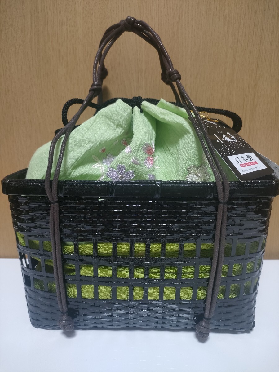 未使用　保管品　カゴバッグ　籠　籐　浴衣　著物　和裝　和裝小物　竹　巾著