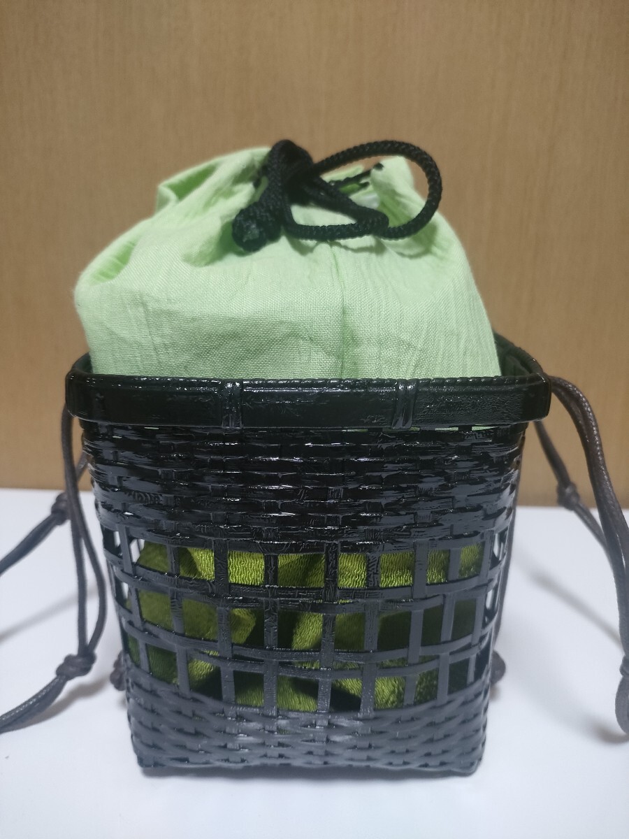 未使用　保管品　カゴバッグ　籠　籐　浴衣　著物　和裝　和裝小物　竹　巾著