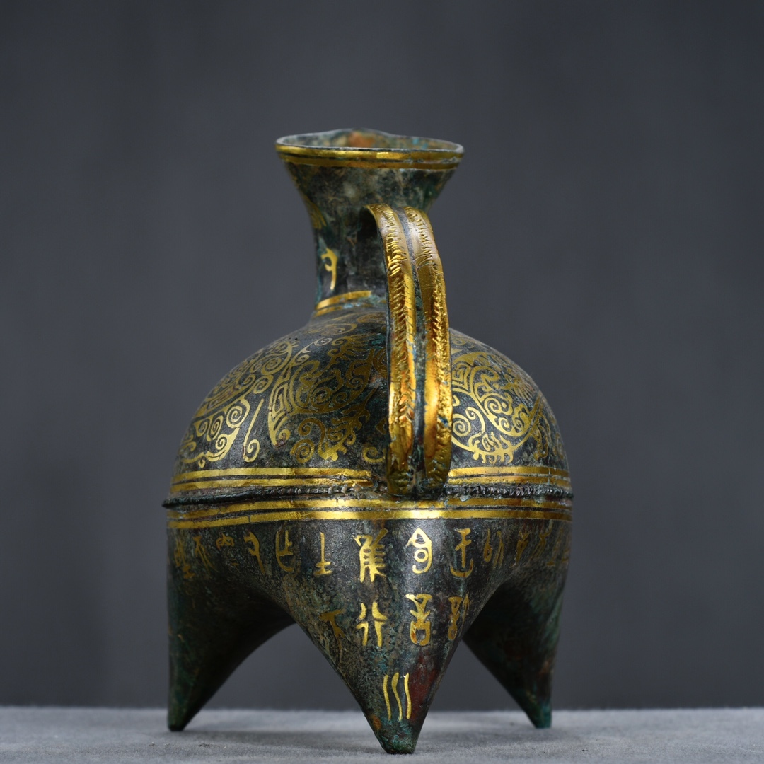 唐物 漢代 青銅 錯金 銘文禾壺 銅製品 銅器 極細工 中国美術品