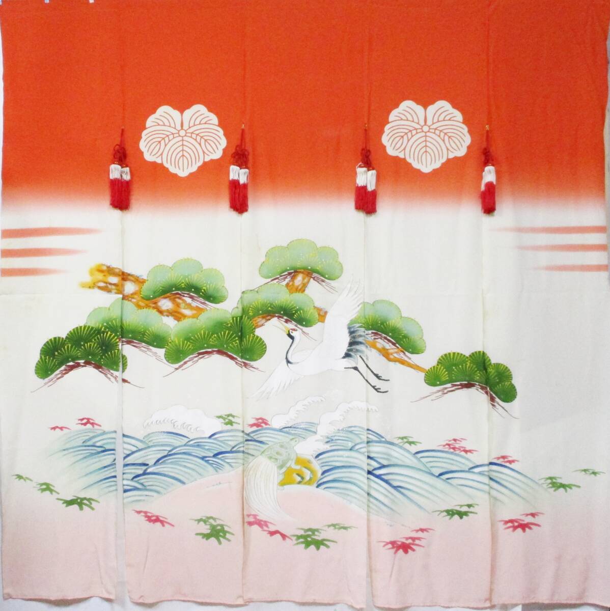 ジャムルK》 Qhc0408-41◇◇ 花嫁のれん 花嫁暖簾 5巾 鶴亀 松竹 ジャムルK》 Qhc0408-41◇◇ 花嫁のれん 花嫁暖簾 5巾 鶴亀 松竹