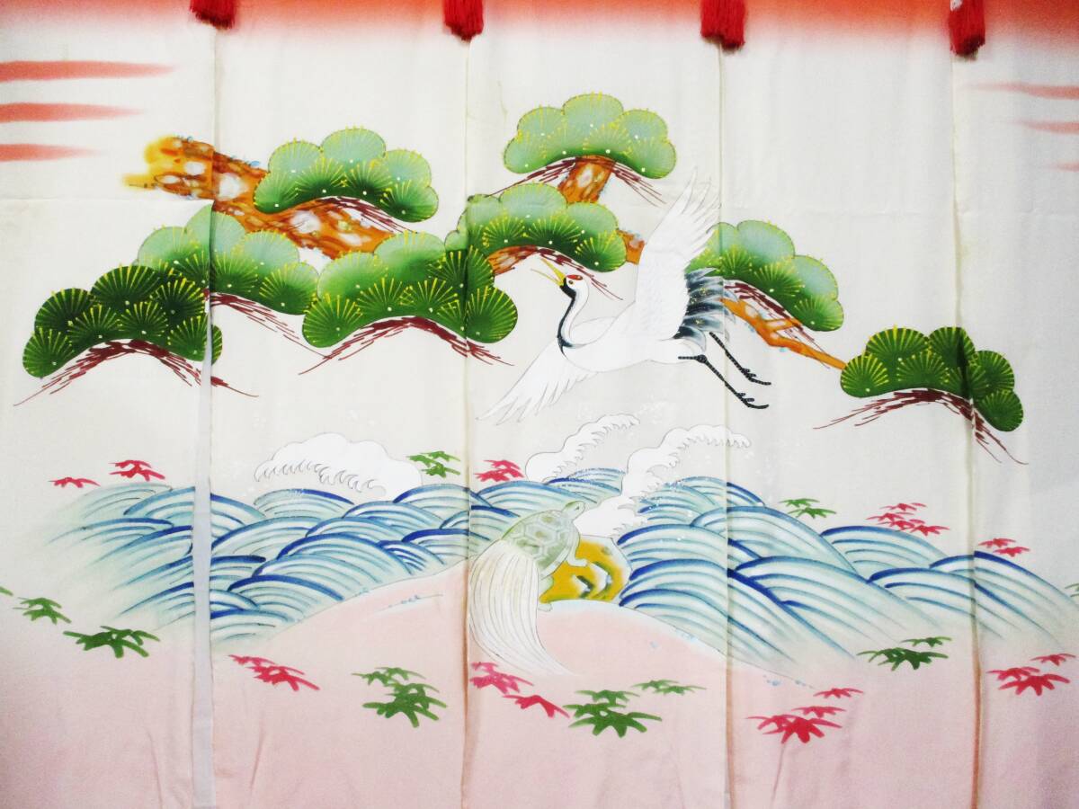 ジャムルK》 Qhc0408-41◇◇ 花嫁のれん 花嫁暖簾 5巾 鶴亀 松竹 ジャムルK》 Qhc0408-41◇◇ 花嫁のれん 花嫁暖簾 5巾 鶴亀 松竹
