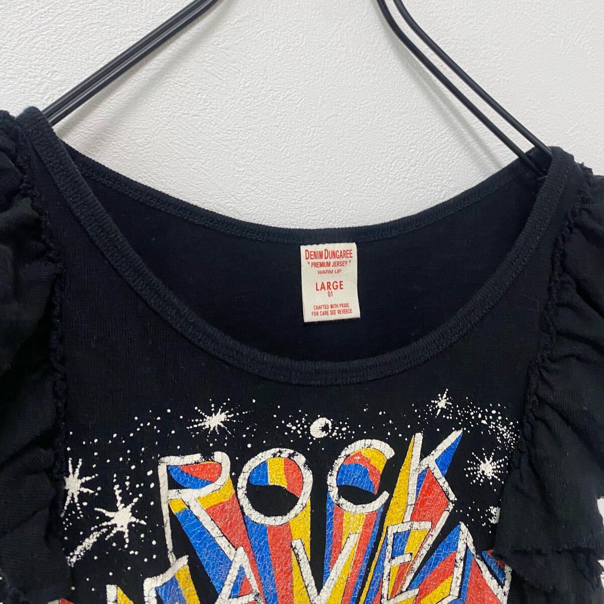 DENIM DUNGAREE ロックプリント袖フリルTシャツ　160cm_画像5