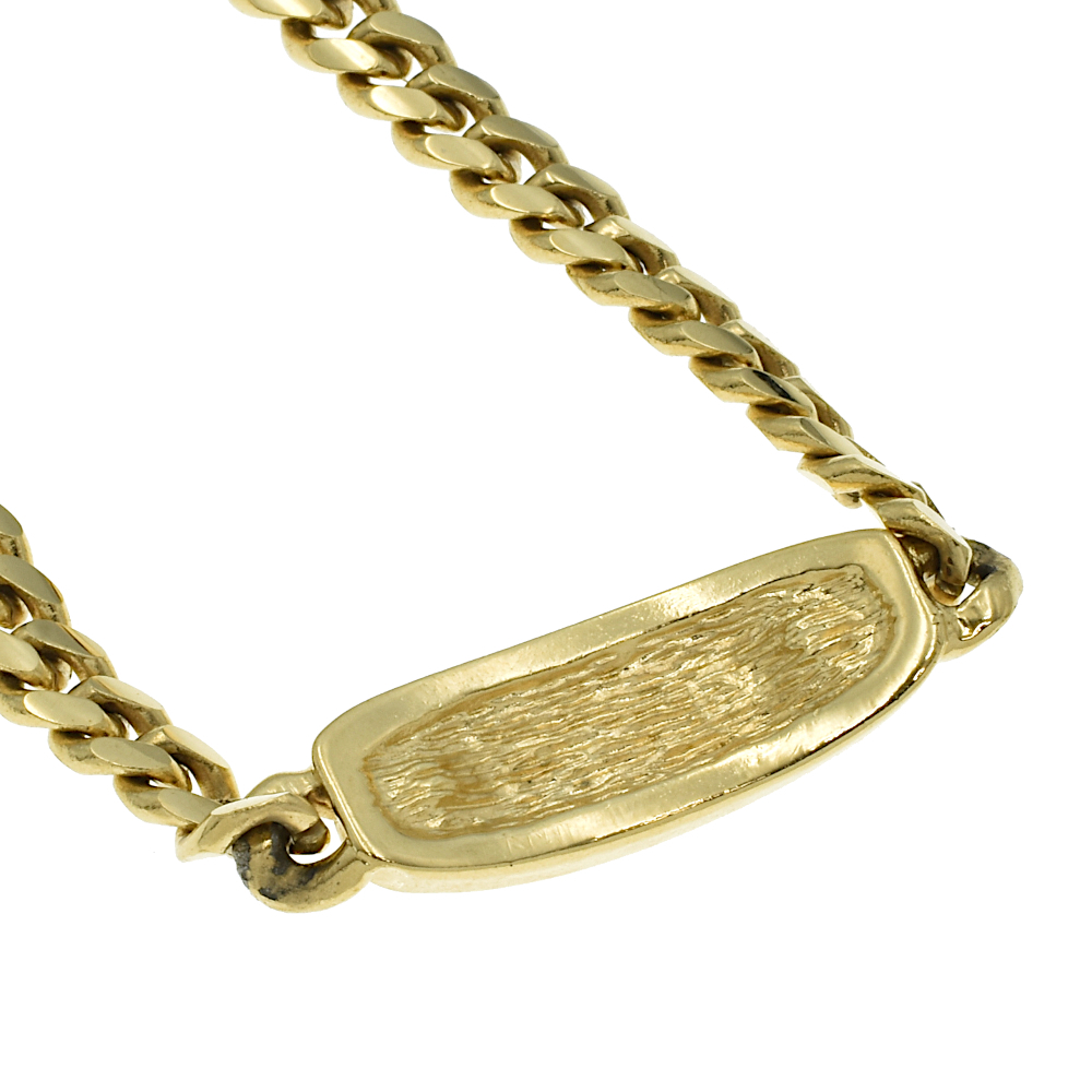 [A02147]Christian Dior Christian Dior 2P стразы Logo plate браслет Gold 