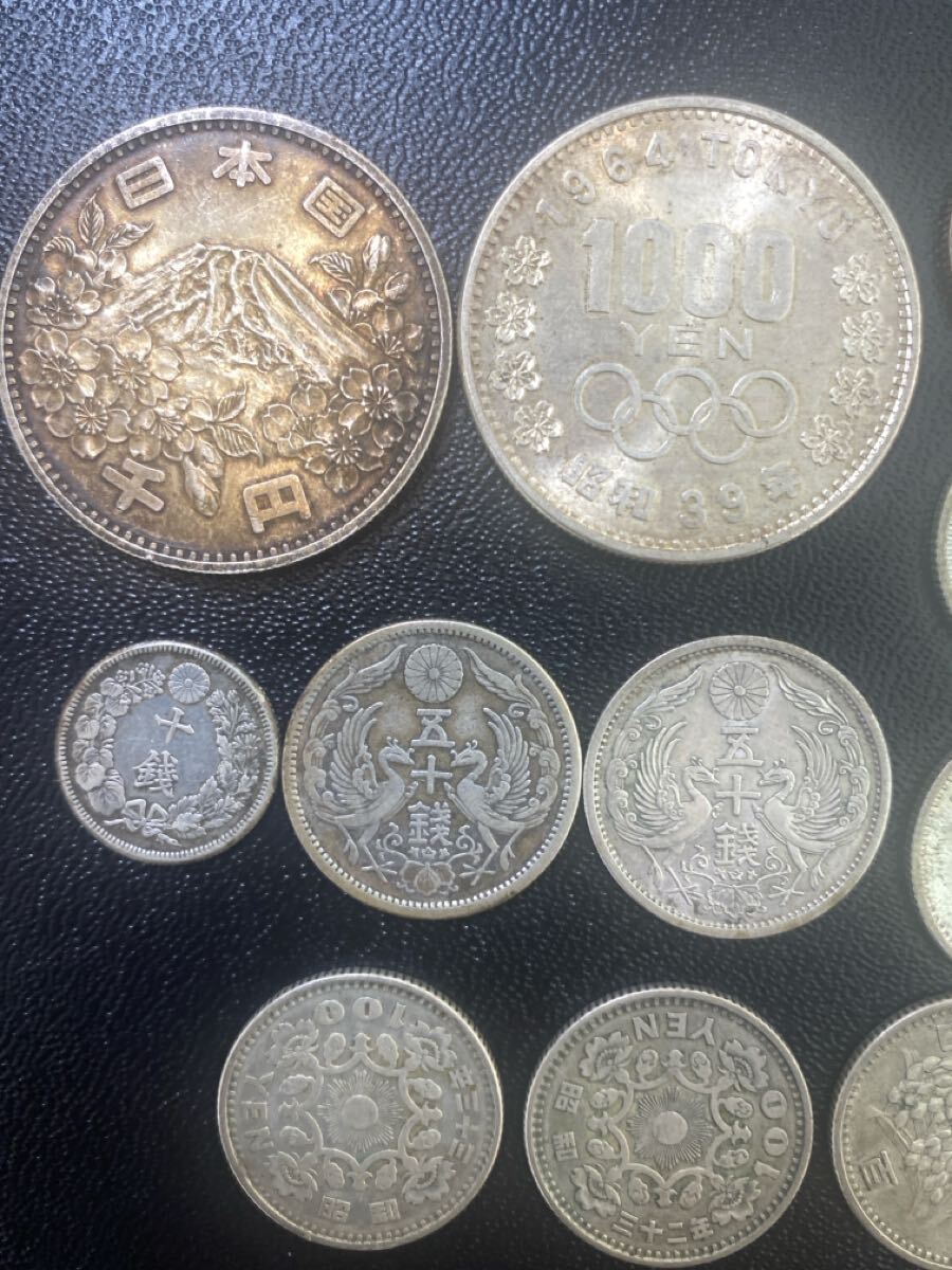 昭和39年オリンピック 1000円 銀貨 鳳凰 稲 100円 旭日十銭 昭和39年オリンピック 1000円 銀貨 鳳凰 稲 100円 旭日十銭