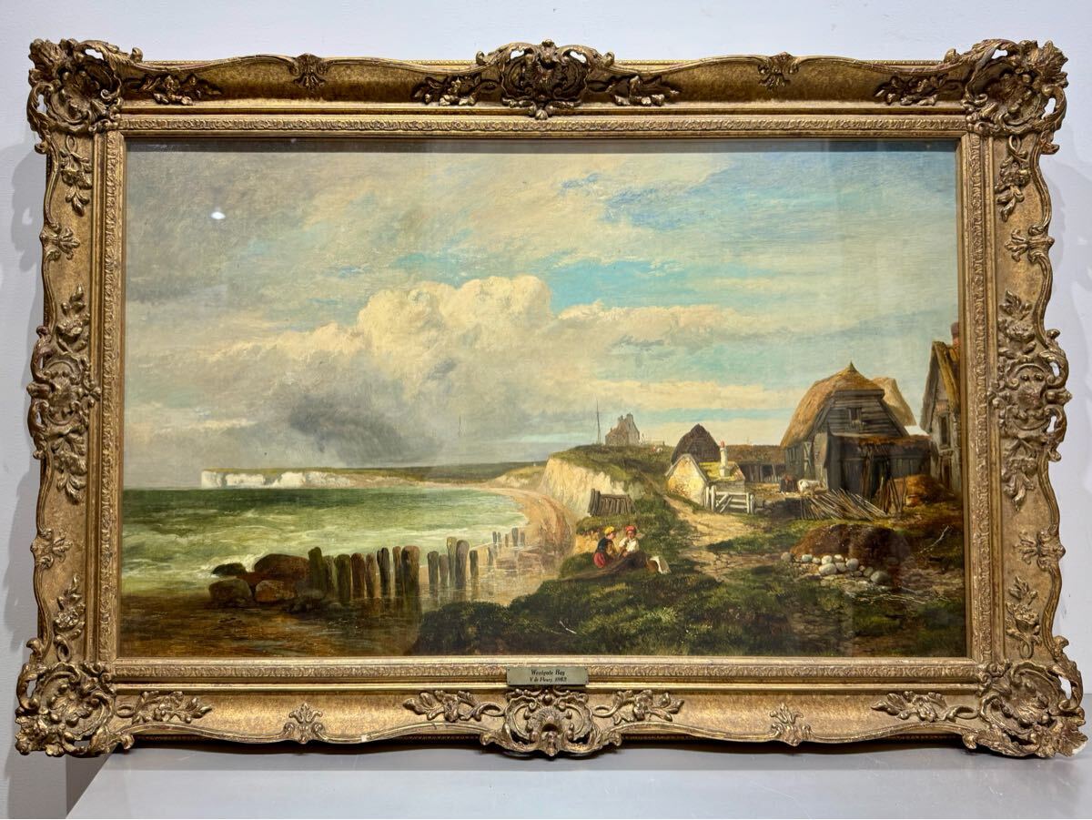 V.de Fleury/James Vivien de Fleury】【Westgate Bay】油彩画 V.de Fleury/James Vivien de Fleury】【Westgate Bay】油彩画