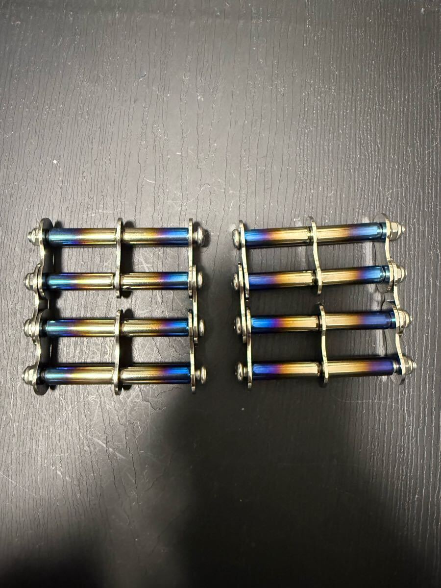 ニックス等にカスタム制作用チタン制炙り加工パイプ+4連チェーン2個セット 幅60