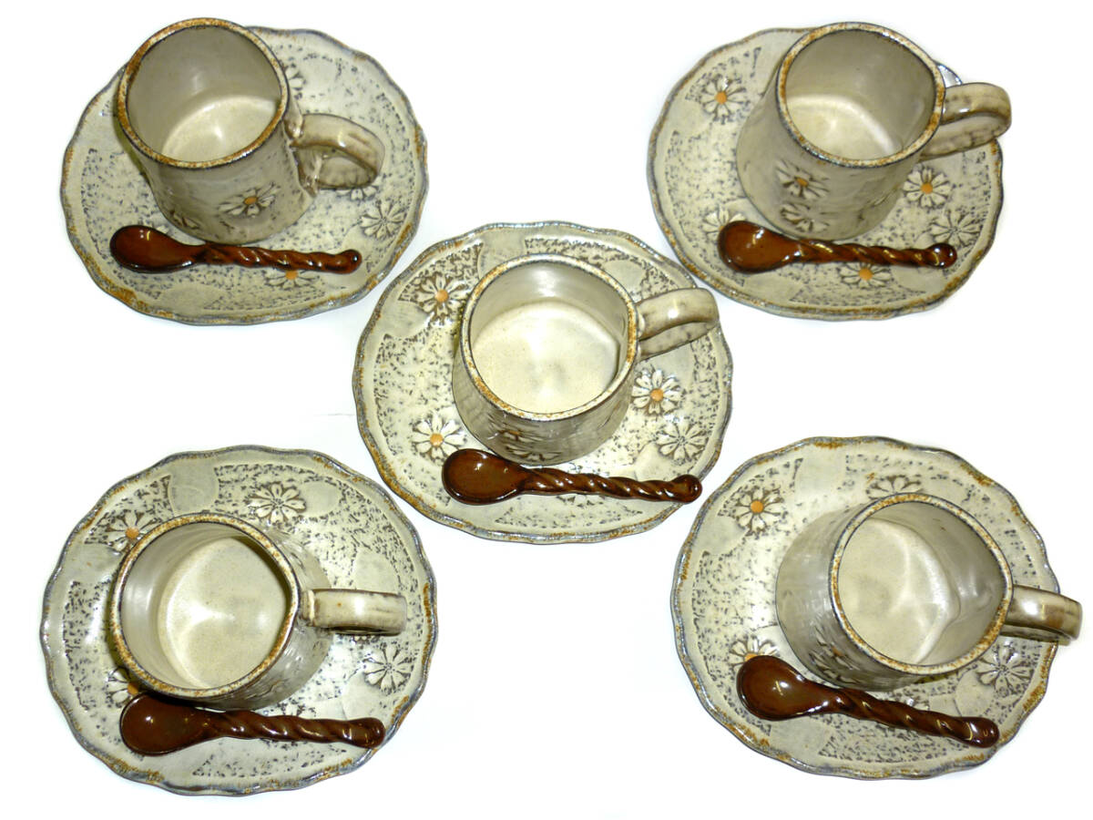 SALE 愛陶 花しおん 碗皿揃 カップ＆ソーサー 5客セット
