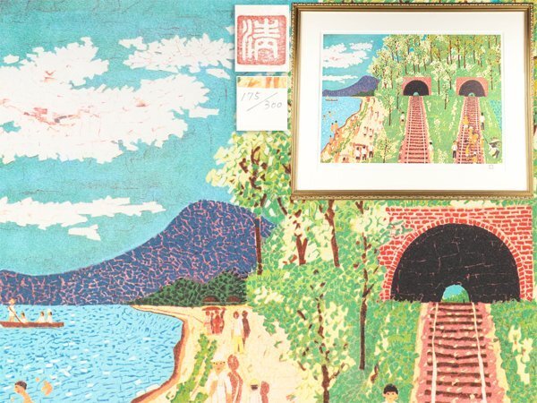 琴》送料無料 山下清 リトグラフ 175/300 WM249◎(石版画 琴》送料無料 山下清 リトグラフ 175/300 WM249◎(石版画