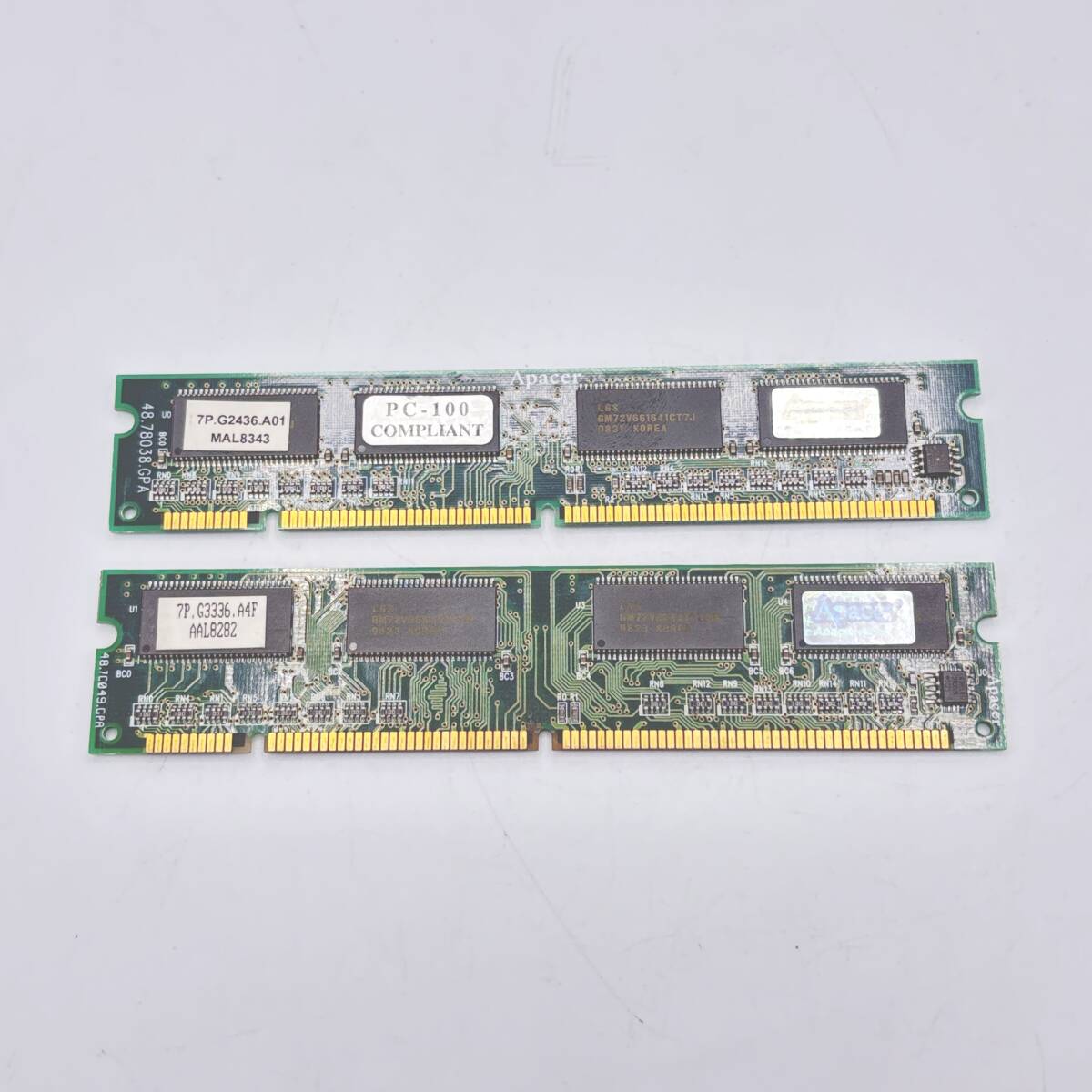 Apacer DIMM PC100 (32MB? 64MB? 不明) x 2枚組 メモリ ジャンク品 04522596