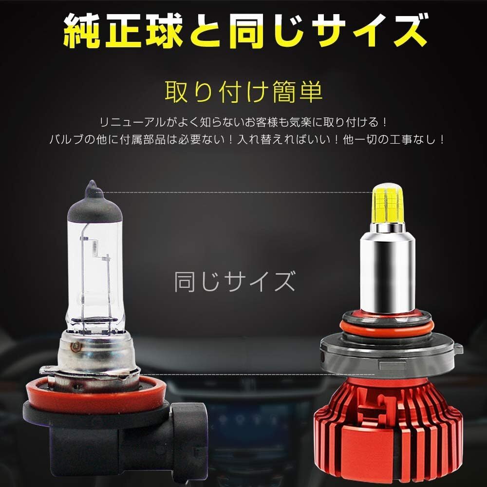 LEDヘッドライト HB4 車検対応 21600LM 6000K 360°全面発光 12V専用 定電流回路搭載 一体型 LEDフォグランプ LEDバルブ 2個セット_画像4