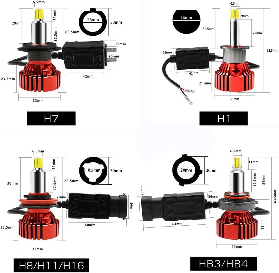 LEDヘッドライト HB4 車検対応 21600LM 6000K 360°全面発光 12V専用 定電流回路搭載 一体型 LEDフォグランプ LEDバルブ 2個セット_画像3