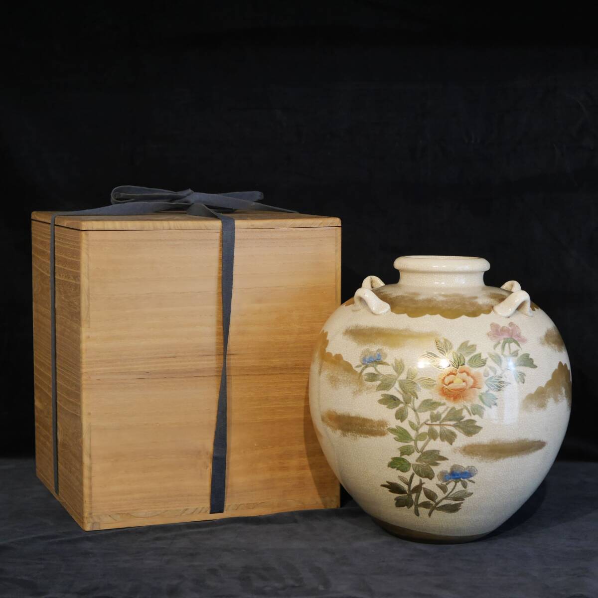 旧家から~◇ 野々村仁清 四耳壷 花鳥図 壷 古陶磁器 陶磁器 旧家から~◇ 野々村仁清 四耳壷 花鳥図 壷 古陶磁器 陶磁器