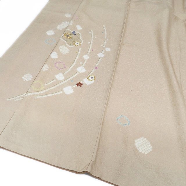 付下げ 付け下げ 訪問着 着物 中古 正絹 袷 金駒刺繍 絞り 梅の