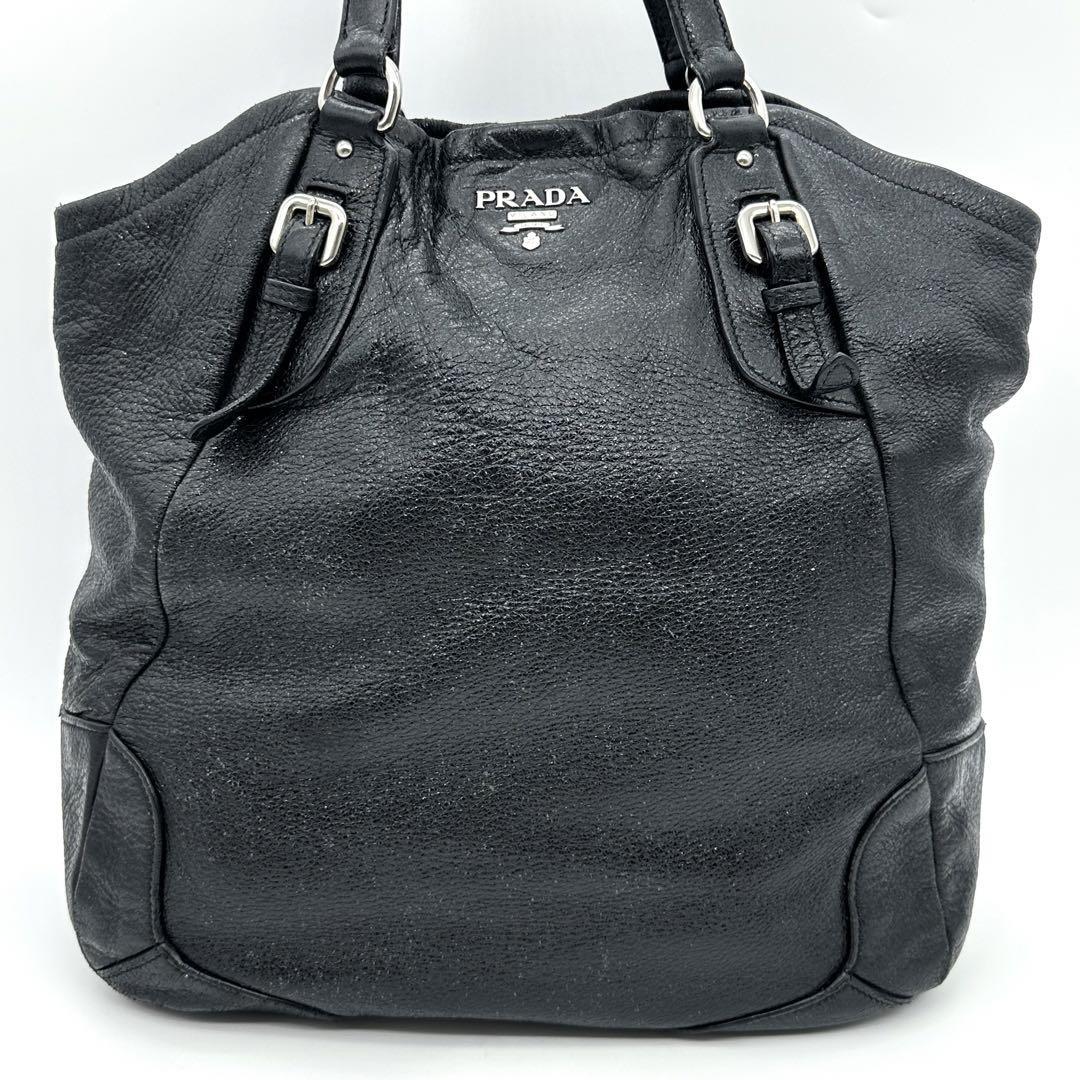 PRADA プラダ トートバッグ シボ レザー ラメ ブラック 黒 大 PRADA プラダ トートバッグ シボ レザー ラメ ブラック 黒 大