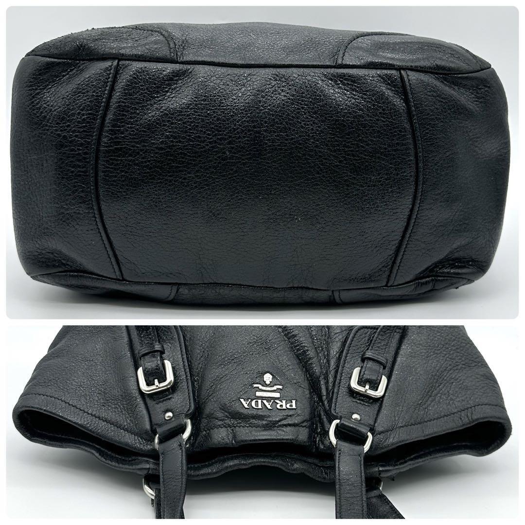 PRADA プラダ トートバッグ シボ レザー ラメ ブラック 黒 大 PRADA プラダ トートバッグ シボ レザー ラメ ブラック 黒 大