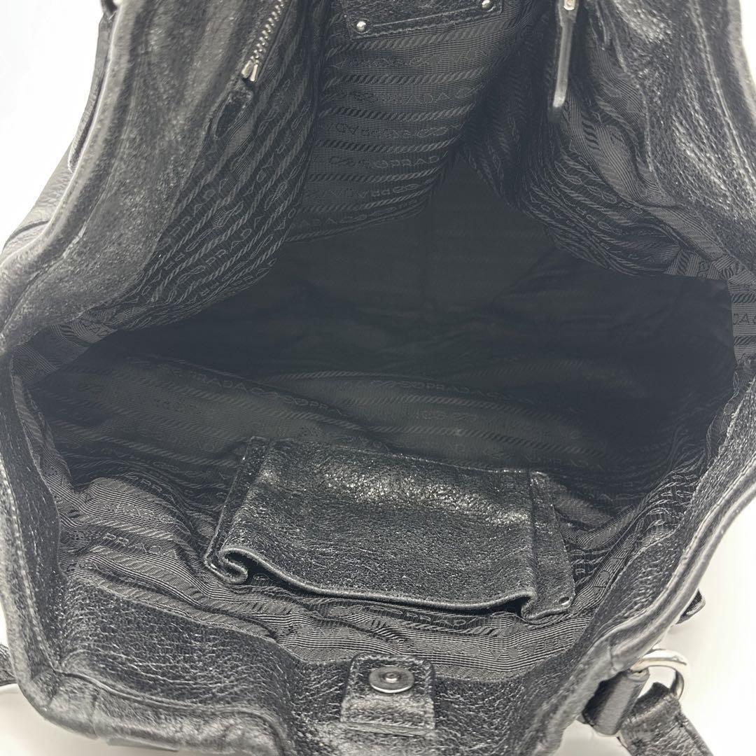 PRADA プラダ トートバッグ シボ レザー ラメ ブラック 黒 大 PRADA プラダ トートバッグ シボ レザー ラメ ブラック 黒 大