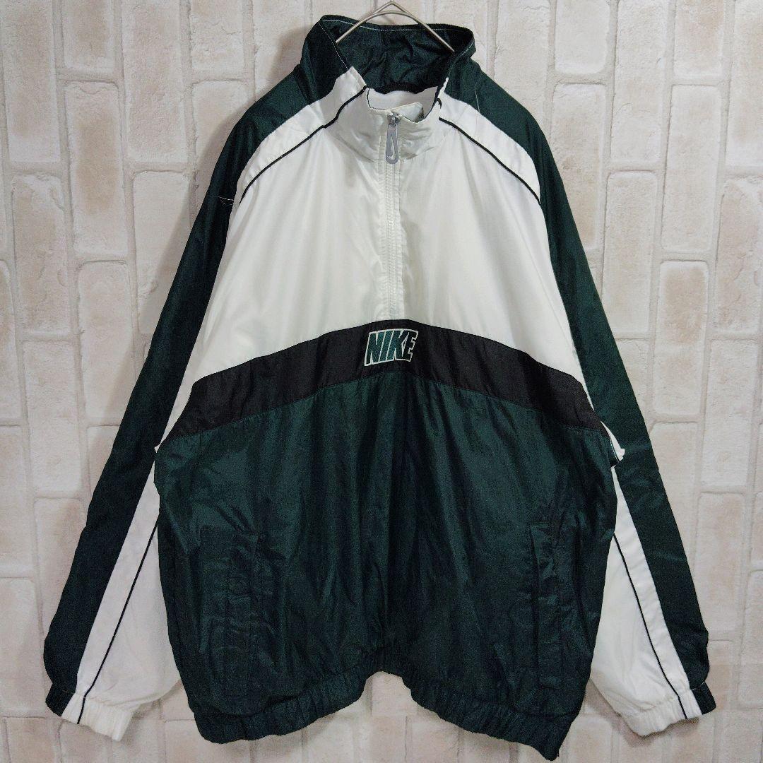 NIKE ナイキ 90s ナイロン ジャケット ハーフジップ 緑 白 NIKE ナイキ 90s ナイロン ジャケット ハーフジップ 緑 白