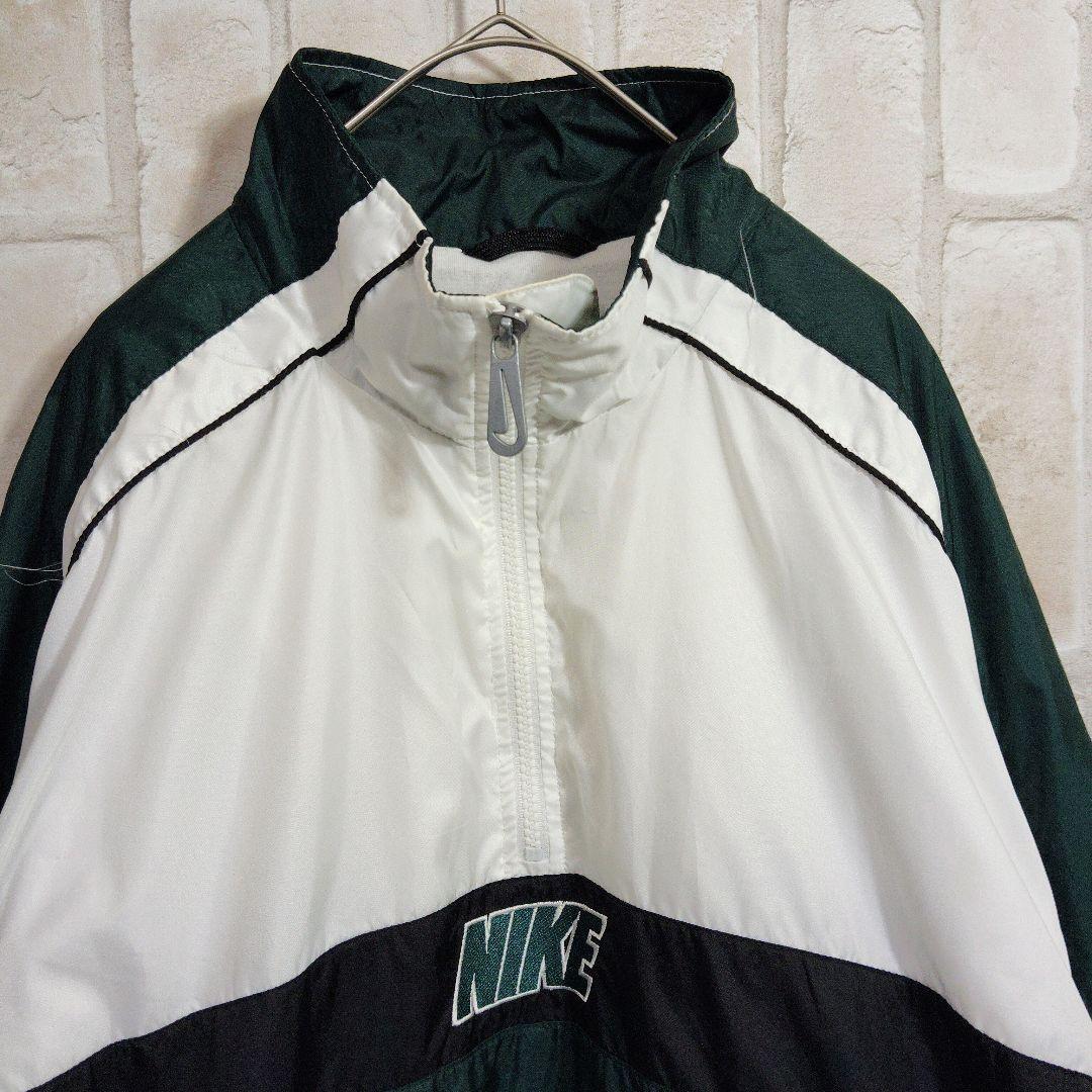 NIKE ナイキ 90s ナイロン ジャケット ハーフジップ 緑 白 NIKE ナイキ 90s ナイロン ジャケット ハーフジップ 緑 白