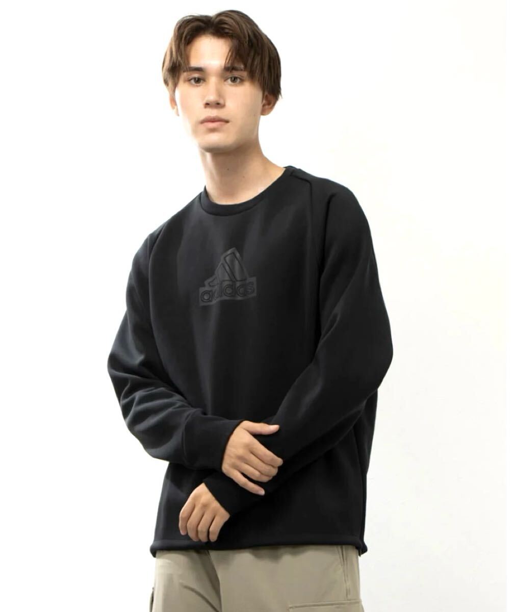 (送料無料)新品未使用品 adidas アディダス 高品質 保温 クルーネック メンズ スウェット トレーナー☆ブラック ☆サイズM 胸囲89〜92㎝