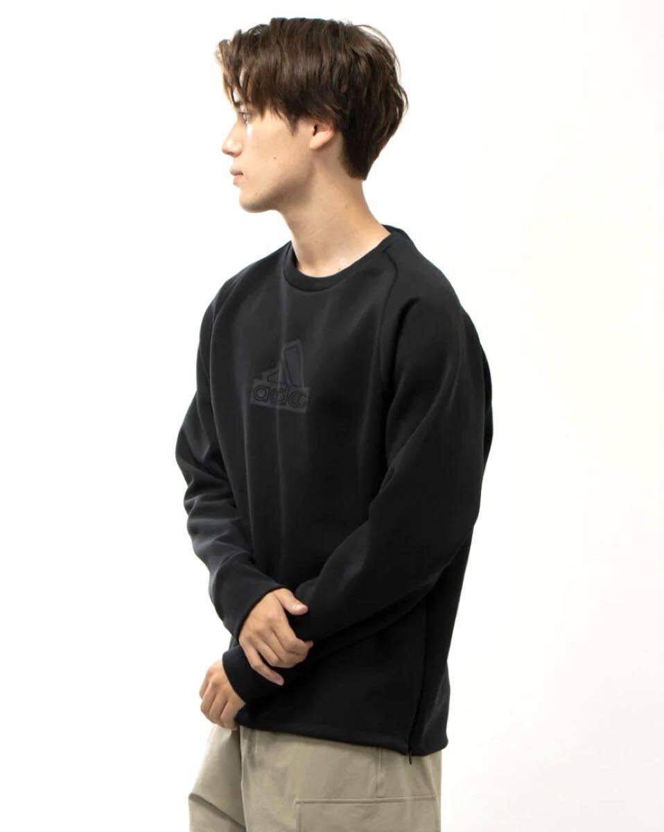 (送料無料)新品未使用品 adidas アディダス 高品質 保温 クルーネック メンズ スウェット トレーナー☆ブラック ☆サイズM 胸囲89〜92㎝