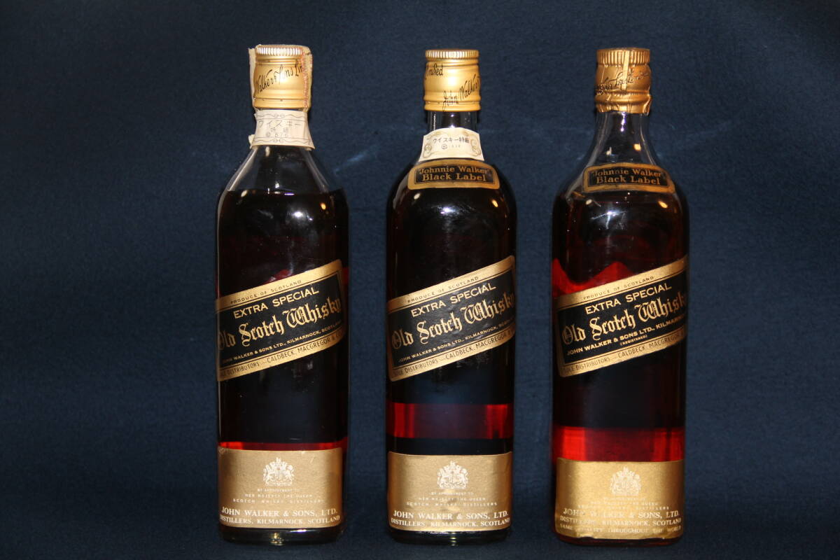★古酒　ジョニーウォーカー黒ラベル　ティンカップ1本　特級2本　760ml 43％ 合計3本　長期保管品　ジョニ黒　　