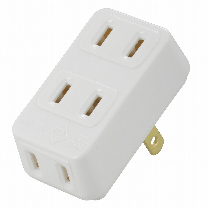 電源タップ コードなし 3個口 ニュートリプルタップ 白 ホワイト_HS-AT90-W 04-7273 OHM オーム電機_画像1