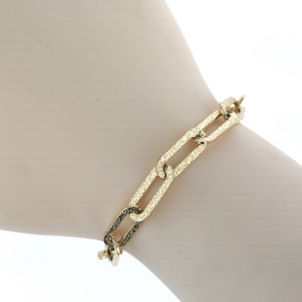 GSTV K18YG イエローゴールド ブレスレット スターダスト加工 ペーパークリップチェーン 20cm【新品仕上済】【zz】【中古】