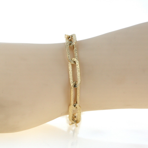 GSTV K18YG イエローゴールド ブレスレット スターダスト加工 ペーパークリップチェーン 20cm【新品仕上済】【zz】【中古】