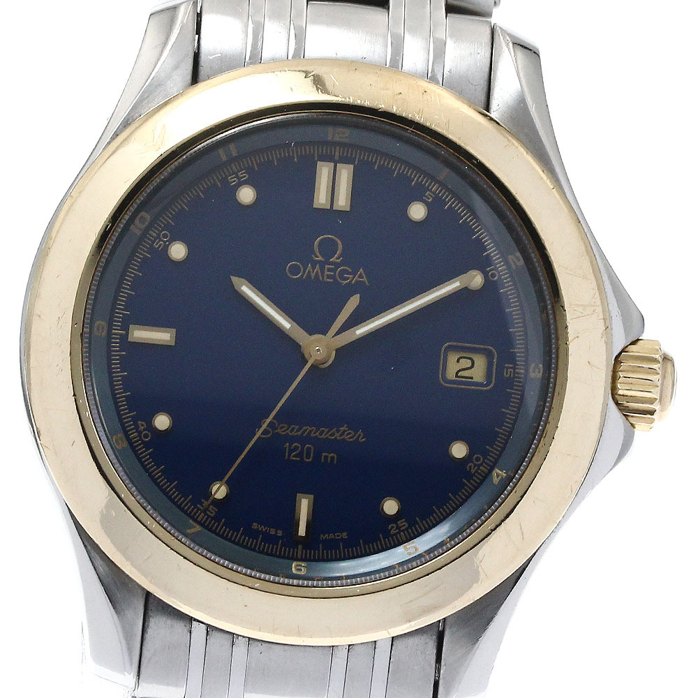オメガ OMEGA 2411.80 シーマスター120 YGベゼル デイト クォーツ メンズ _878728