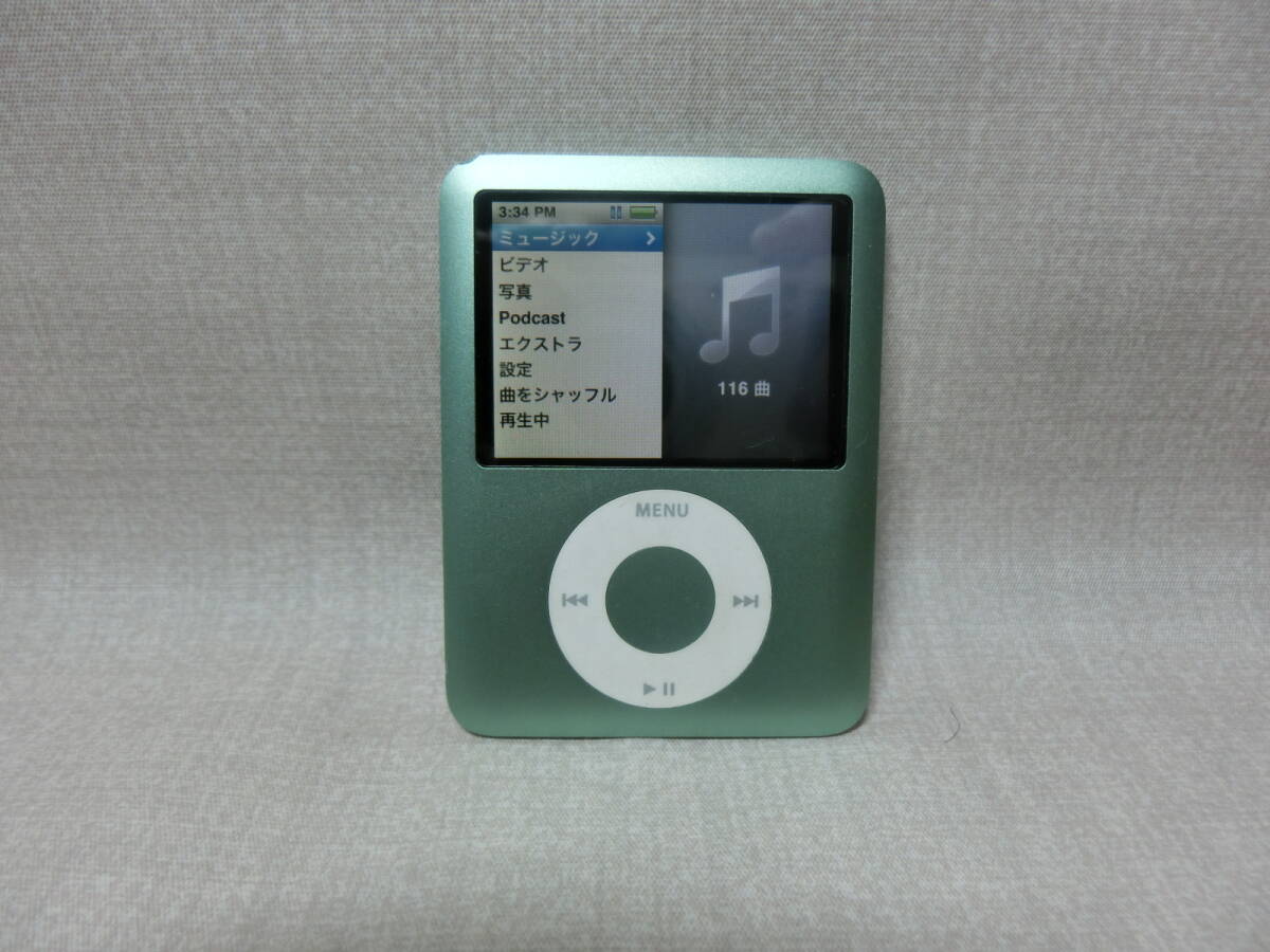 【№2115-i7006】中古品： Apple iPod nano 第3世代 A1236 グリーン 8GB　作動(dòng)品