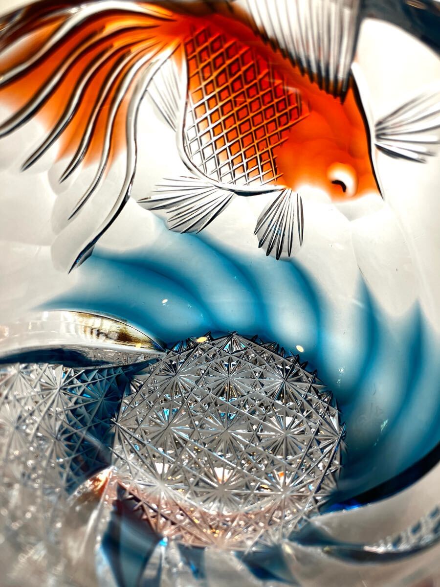 江戸切子 但野英芳 作『金魚』ぐい呑 伝統工芸 ガラス工芸 宙 江戸切子 但野英芳 作『金魚』ぐい呑 伝統工芸 ガラス工芸 宙