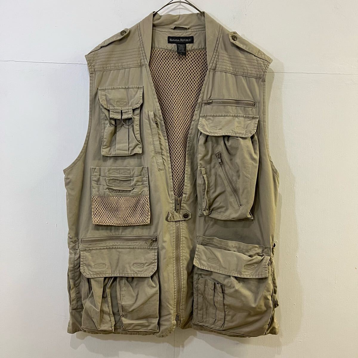 banana republic フィッシングベスト ノースリーブ ジレ アウトドア サファリベスト 機能性 バナナリパブリック【送料一律/同梱可能】I_画像1