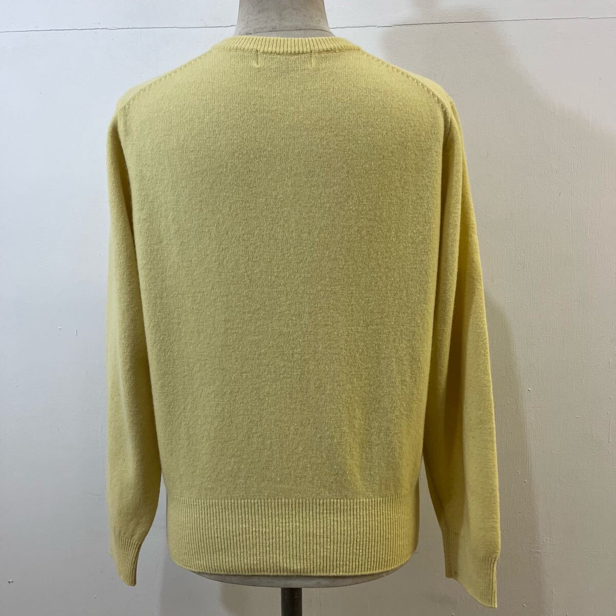 VINTAGE BURBERRYS カシミヤニット ニットカーディガン 金ボタン Vネック 希少 イエロー オールドバーバリー【レターパックプラス郵送可】K
