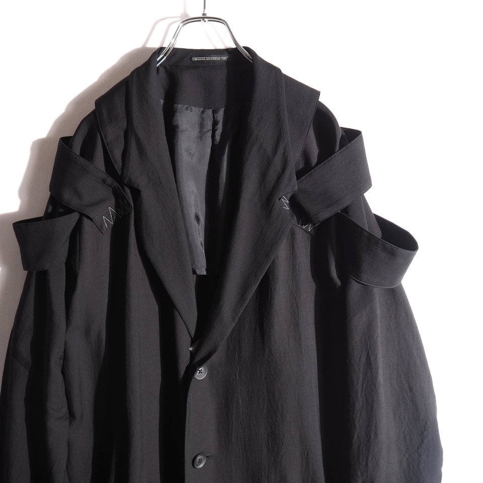 P8284P ▼Yohji Yamamoto POUR HOMME ヨウジヤマモト▼ 24SS W/RY HARD TWISTED GABARDINE W-ZIGZAG JK ジャケットコート ブラック rb mks