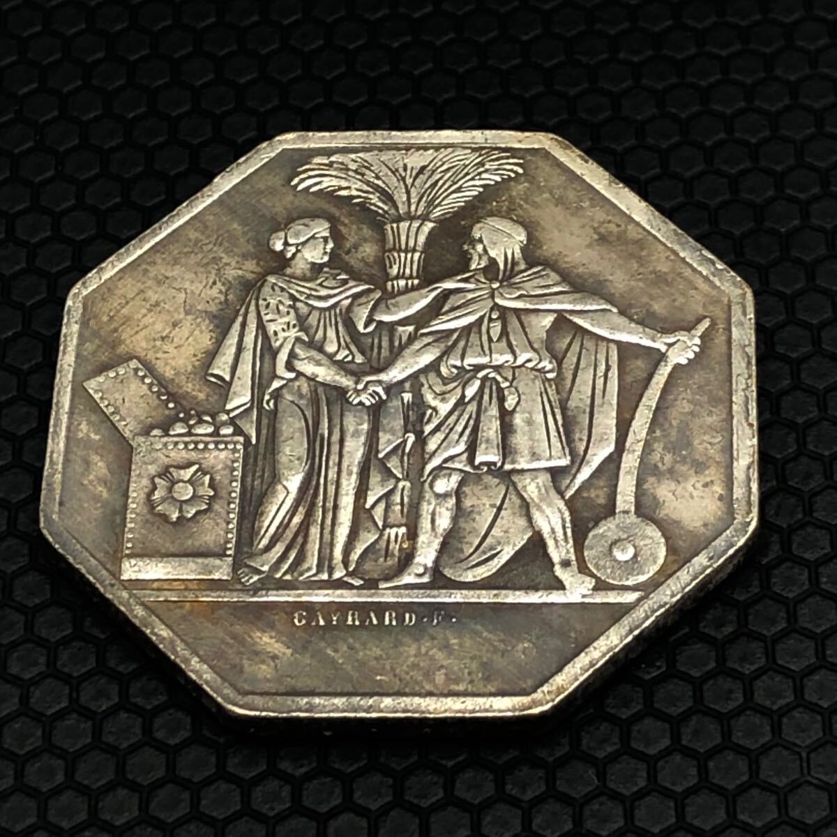 864) 1841 フランス ルーアン裁判所 八角形ジェトン銀貨 (縁 864) 1841 フランス ルーアン裁判所 八角形ジェトン銀貨 (縁