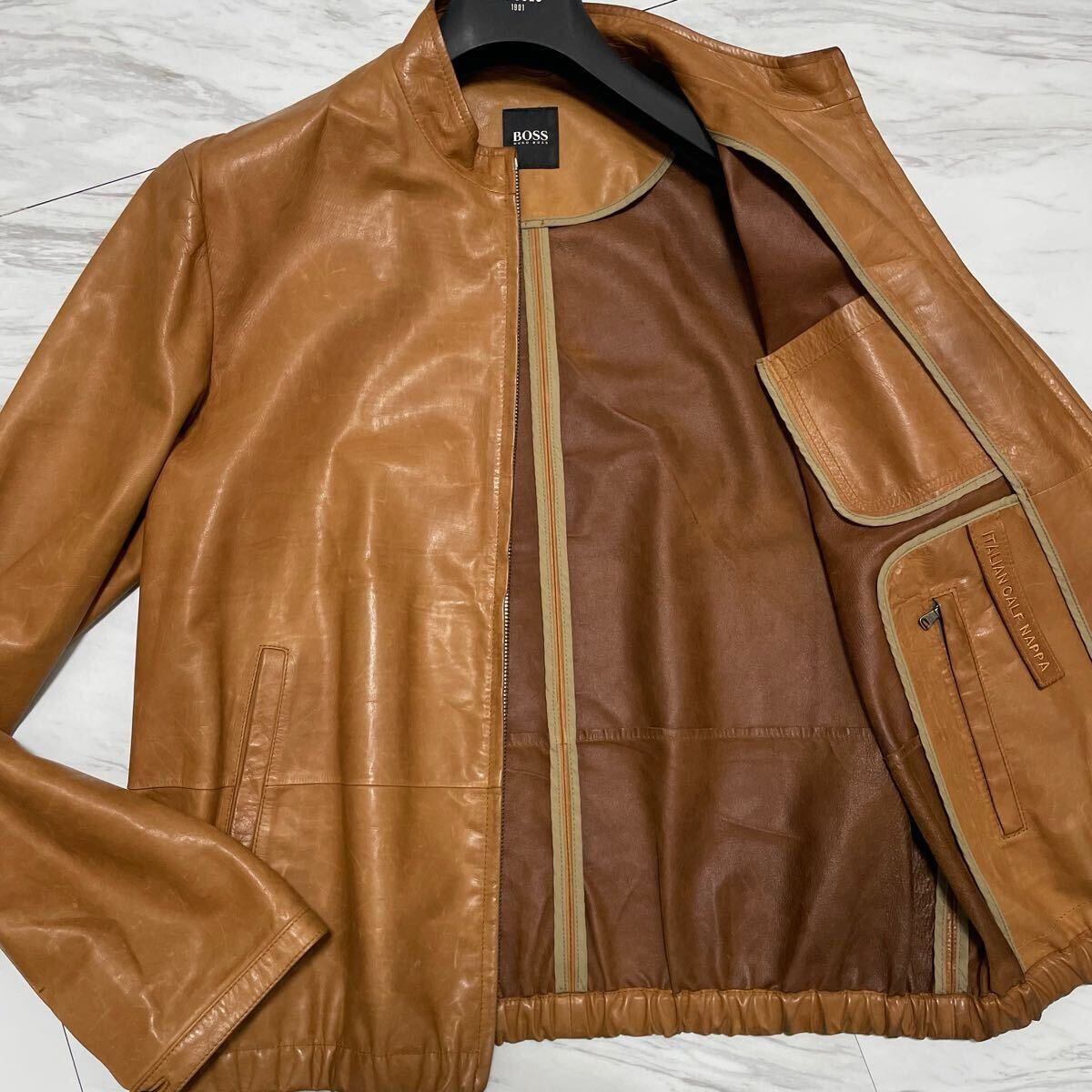 希少XL相当○ヒューゴボス【渋さ際立つ逸品】HUGO BOSS レザー 希少XL相当○ヒューゴボス【渋さ際立つ逸品】HUGO BOSS レザー
